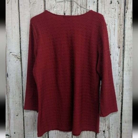 Gerry Weber XL Wave 3/4 Sleeve Tee Shirt blouse‎ top red wavy texture Career EUC - Picture 3 of 5